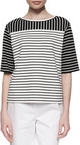 Thumbnail for your product : Lafayette 148 New York Mix-Striped Half-Sleeve Blouse
