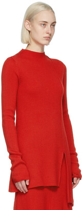 Kenzo Red Wool Asymmetrical Tunic Sweater