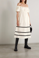 Thumbnail for your product : ÀCHEVAL PAMPA Antonia Off-the-shoulder Striped Cotton-blend Twill Midi Dress