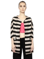 Thumbnail for your product : Striped Techno & Cotton Blend Coat