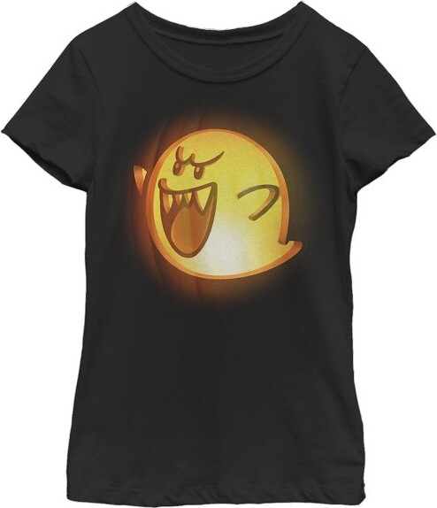 Nintendo Girl'sNintendoHalloweenBooPumpkinT-Shirt-Black-Large