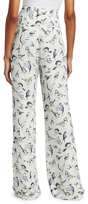 Lela Rose Birds Of A Feather Printed Crepe Pants