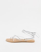 Thumbnail for your product : Rule London leather strappy tie leg sandals in white