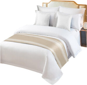 water bed outlet A Striped Bed Scarf Throws For Foot Of Bed, Luxurious White Stripes Modern Abstract Art Bed Runners For Hotel/Home