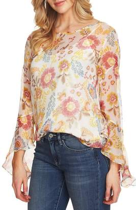 Vince Camuto Flared Sleeve Floral Top