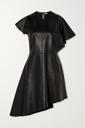 Loewe Asymmetric Paneled Faux Leather Dress - Black