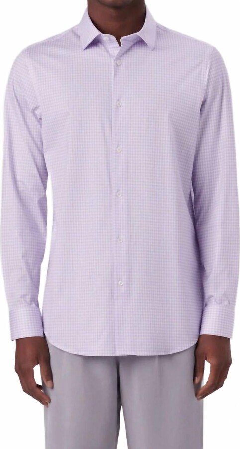 Bugatchi Uomo James Gingham Check Print Shirt In Lilac