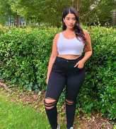 Thumbnail for your product : Dr Denim Plus Lexy mid rise second skin super skinny ripped knee jeans in black