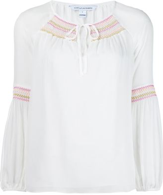 Diane von Furstenberg embroidered neck blouse - women - Silk/Polyester - 8
