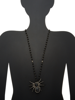 Artisan Silver, Black Onyx & 2.30 Total Ct. Diamond Spider Pendant Necklace