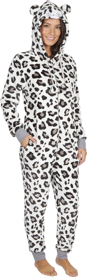 Ladies Snuggle Fleece Novelty Animal Hooded Onesie 