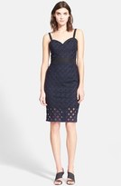 Thumbnail for your product : Milly Lattice Embroidered Mesh Bustier Sheath Dress