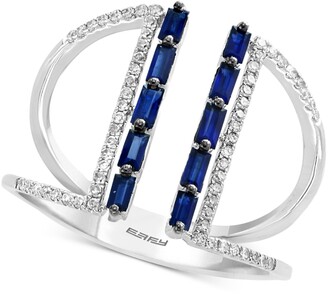 Effy Sapphire (1/2 ct. t.w.) & Diamond (1/6 ct. t.w.) Cuff Ring in 14k White Gold