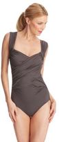 Thumbnail for your product : Badgley Mischka Wide Strap Drape Front Swimsuit