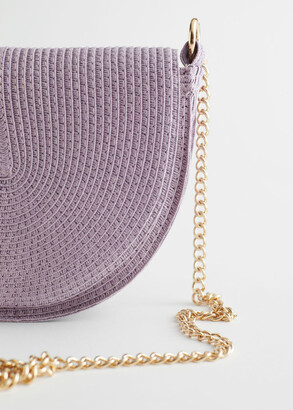 And other stories Straw Crossbody Half Moon Bag