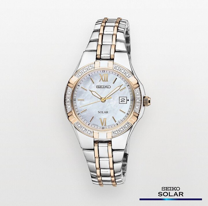 Women's Two Tone Stainless Steel Solar Watch - SUT068