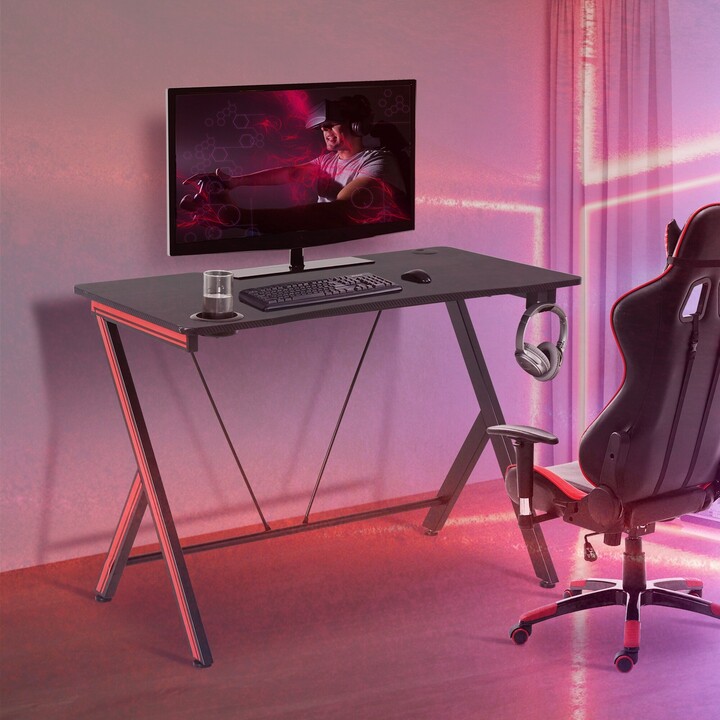 HomCom 42 in Gaming Computer Desk Workstation with Headphone Hook ...