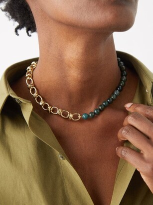 By Alona Ayla Agate & 18kt Gold-plated Necklace - Green Gold