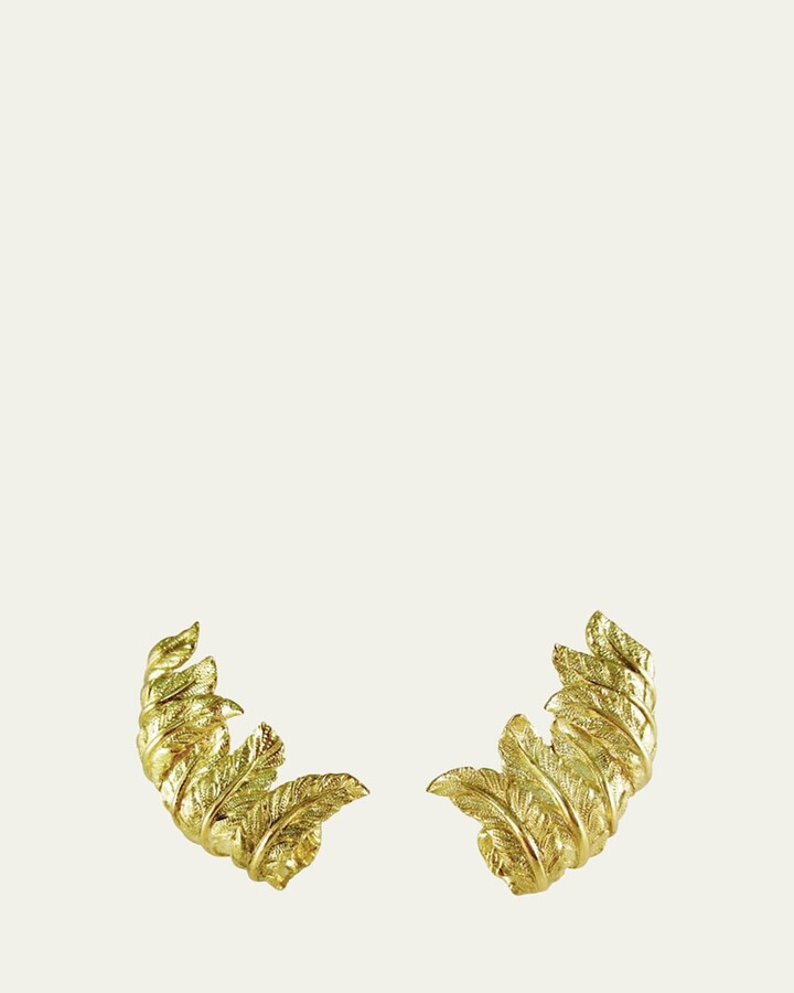 Verdura Yellow Gold Feather Ear Cuffs