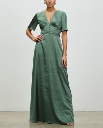 Chi Chi London Women's Green Maxi dresses - Flutter Sleeve Bridesmaid Maxi Dress