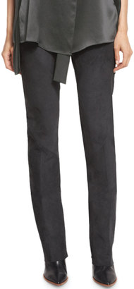Narciso Rodriguez Seamed Suede Straight-Leg Pants, Graphite