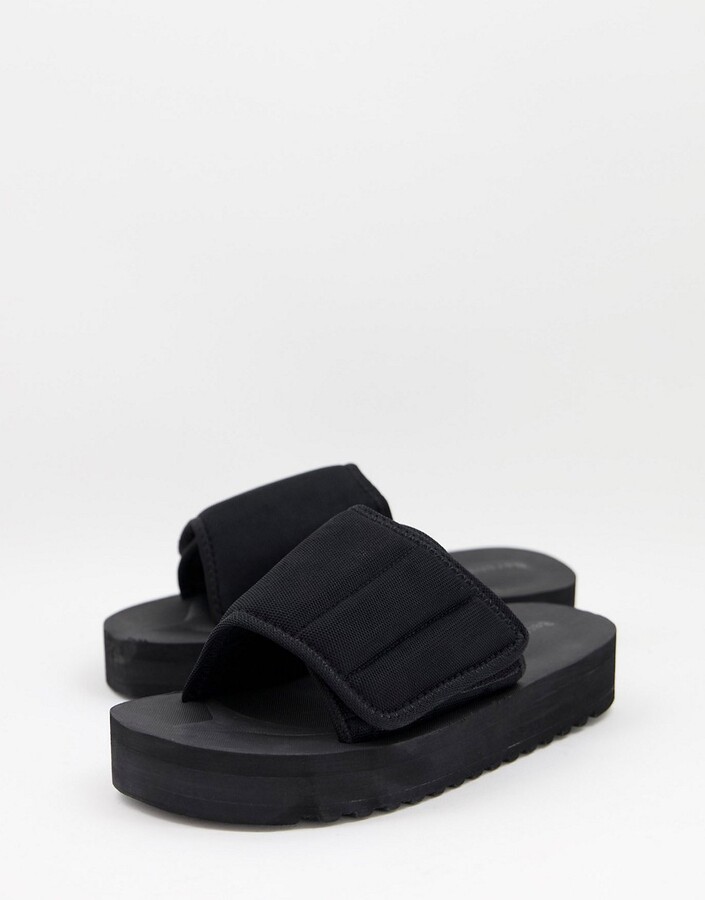 Bershka quilted slides in black - ShopStyle Sandals