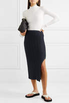 Thumbnail for your product : Esteban Cortazar Ribbed Cotton Midi Skirt - Navy