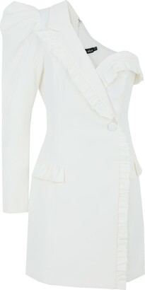 Lavish Alice Micro Ruffle Detail Tailored Dress In White Short Dress White  - ShopStyle