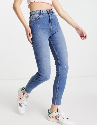 Miss Selfridge Denim Steffi Skinny Jeans Met Superhoge Taille in het Zwart Dames Kleding voor voor Jeans voor Skinny jeans 