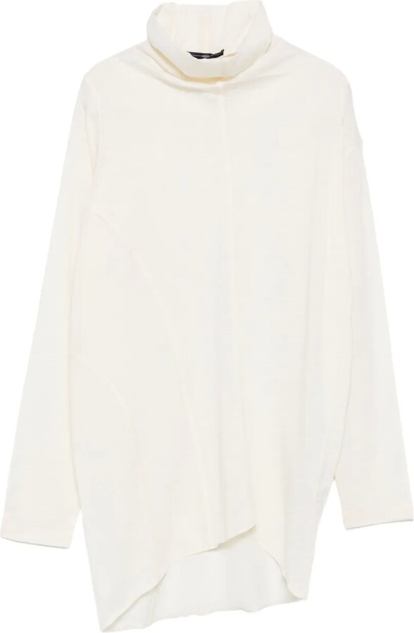 High Neck Asymmetric-Hem Top