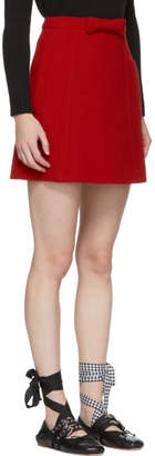Miu Miu Red A-Line Pockets and Bow Miniskirt