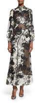 Thumbnail for your product : Erdem Brianna Metallic Jacquard Long Dress, Ecru/Black