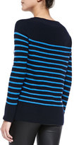 Thumbnail for your product : Vince Cashmere Ribbed Striped Sweater, Coastal/Ocean