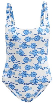Fisch Select Fish-print Low-back Swimsuit - Blue Print