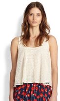 Thumbnail for your product : Ella Moss Brigitte Cropped Eyelet Tank