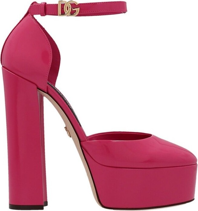 Dolce & Gabbana Round Toe Polished Platform Mules