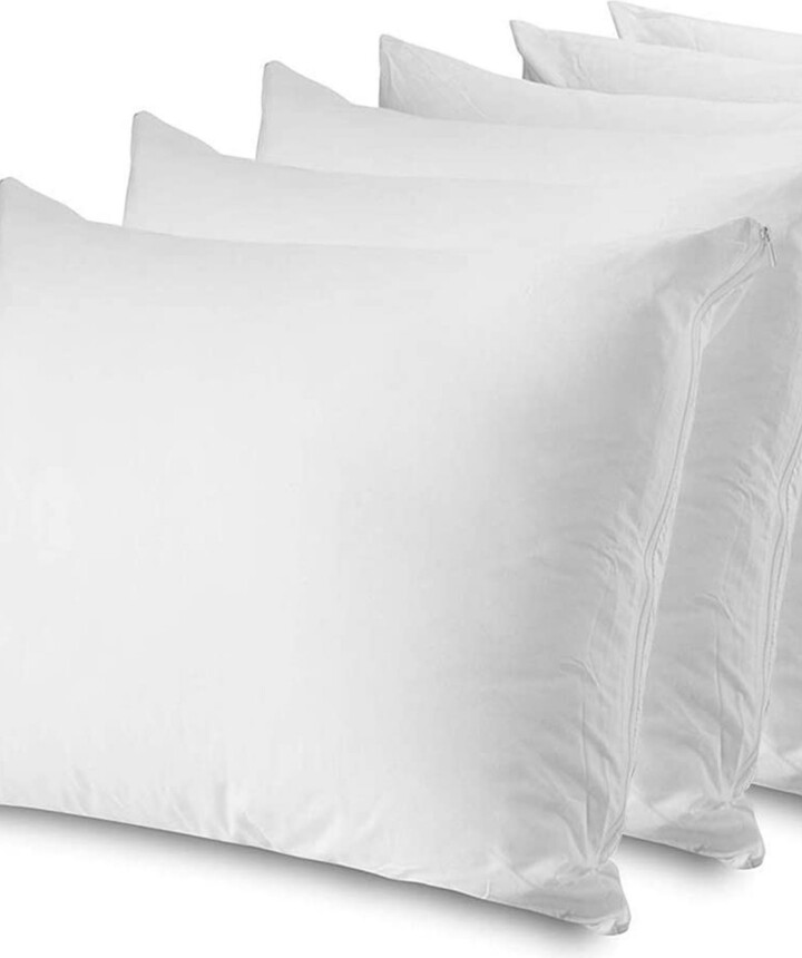 Circleshome Circles Home 100% Cotton Breathable Pillow Protector with Zipper – White (6 Pack)