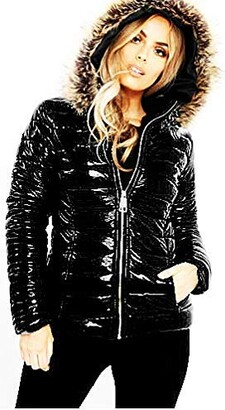black shiny jacket womens