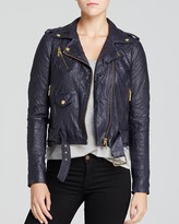 Thumbnail for your product : MICHAEL Michael Kors Cropped Leather Moto Jacket
