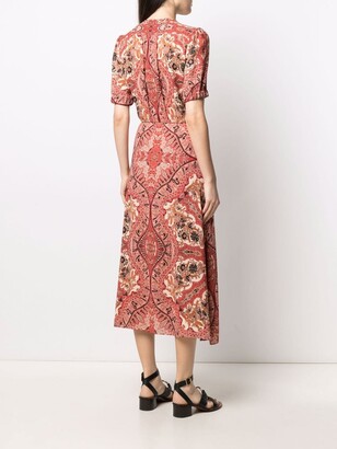 Etro Paisley Print Wrap-Front Midi Dress