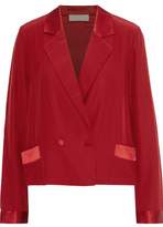 Thumbnail for your product : Fleur Du Mal Double-breasted Satin-trimmed Washed-silk Blazer