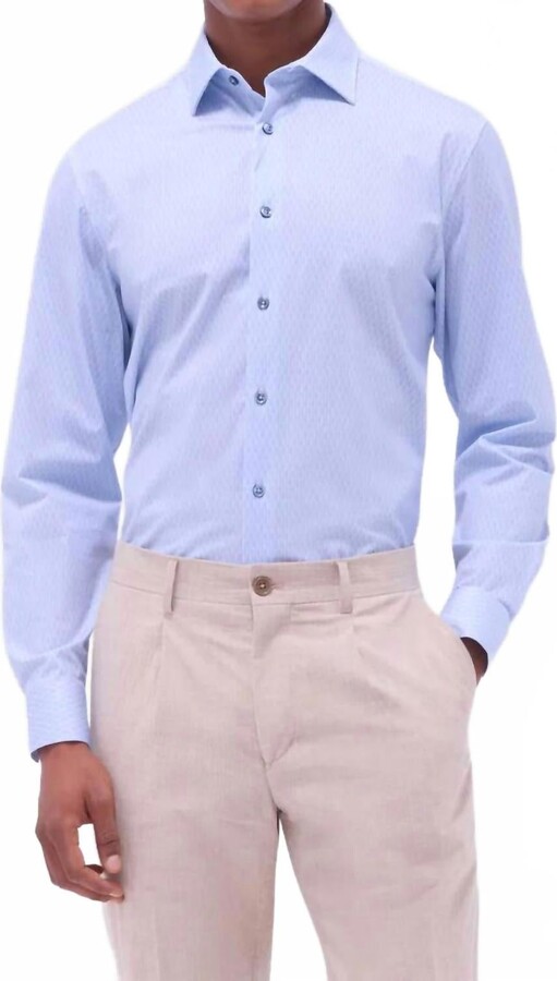 Bugatchi Uomo James Honeycomb Oooh Cotton Shirt In Air Blue