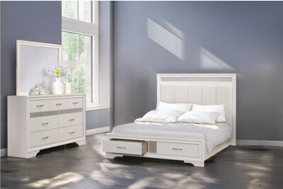 Mercer41 Erika Gray Faux Leather Upholstered Storage Platform Bed
