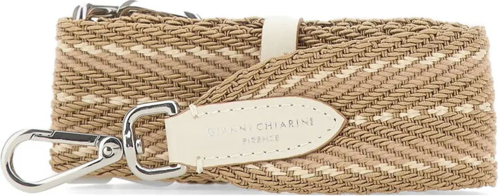 GIANNI CHIARINI Striped Leather-Trim Bag Strap