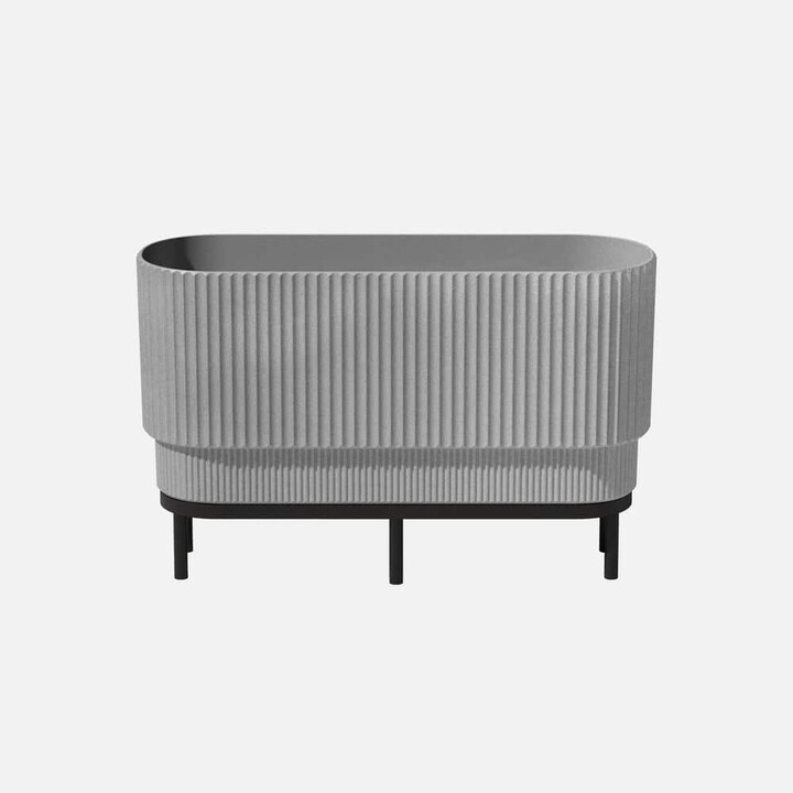Veradek Demi Extra Large Gray Plastic Raised Rectangular Planter with Black Stand (10 in. L x 30 in. W x 18.25 in. H)