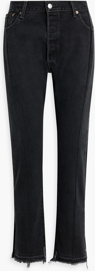 EB Denim Unraveled frayed high-rise straight-leg jeans