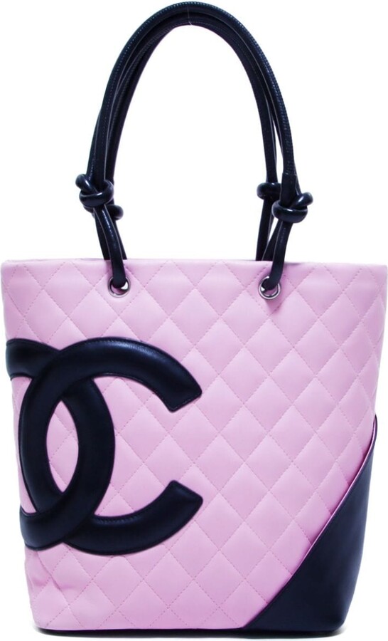 Chanel Pink/Black Quilted Leather CC Ligne Cambon Bag Chanel