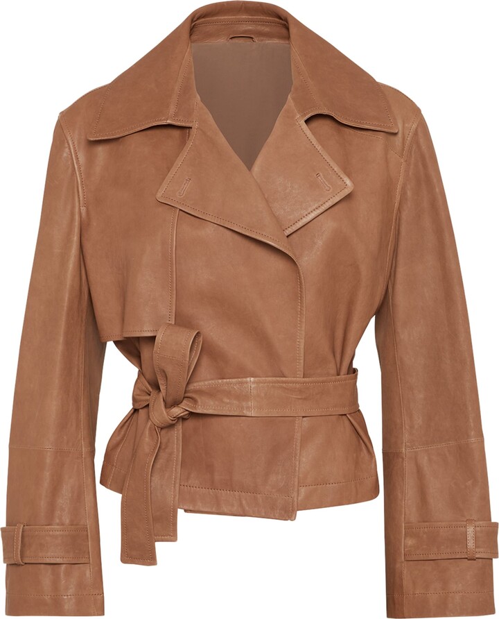 Brunello Cucinelli Vintage Nappa Leather Cropped Trench Coat