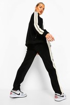 Thumbnail for your product : boohoo Official Velour Track Top And Track Pants With Tape