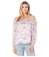 Thumbnail for your product : Vince Camuto Long Sleeve Poetic Blooms Ruffled Off Shoulder Blouse (Soft Pink Haze) Women's Clothing